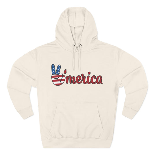 'Merica Peace Sign Hoodie - American Flag Patriotic Pullover for 4th of July