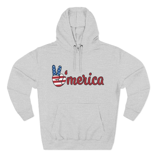 'Merica Peace Sign Hoodie - American Flag Patriotic Pullover for 4th of July